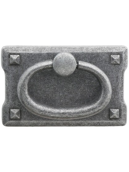 Small Mission Style Drawer Pull in Antique Pewter.